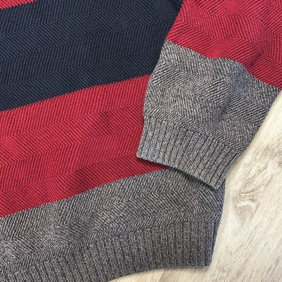 Vintage Ralph Lauren Chaps Cotton Textured Weave Striped Fisherman’s Sweater XL - Picture 4 of 8